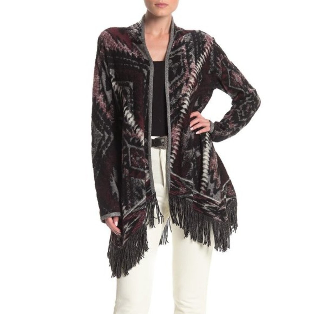 Lucky Brand Fringed Brushed Knit Cardigan